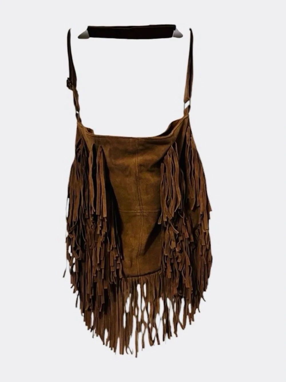 Brown Suede Women’s Unisex Fringe Crossbody Hobo Shoulder Boho Slouchy Purse Bag